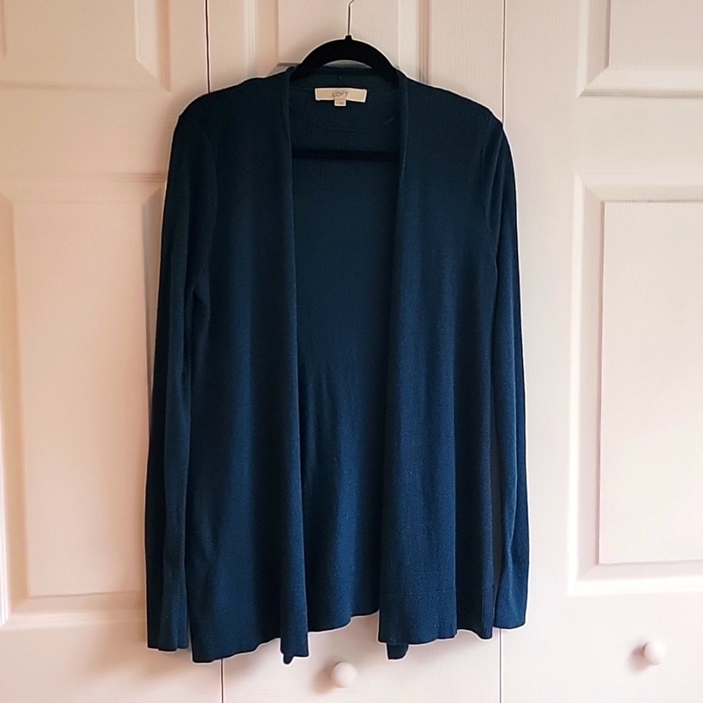 Loft Marine Blue Wool Swing Cardigan